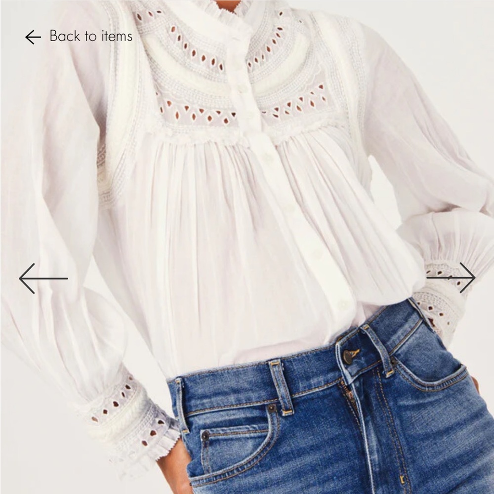 ba&sh White Leaf Blouse size XS